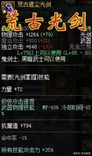 dnf荒古装备属性插图